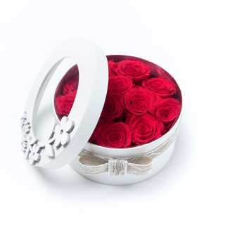 Stabilizované ruže červené 13 ks - box