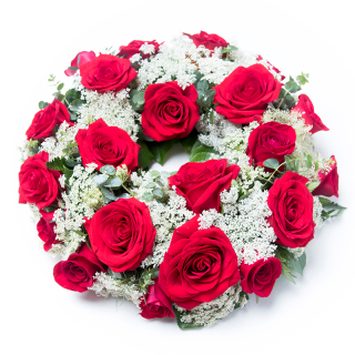 Veniec na poslednú rozlúčku červené ruže