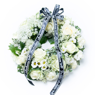 Veniec na poslednú rozlúčku biele ruže