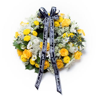 Veniec na poslednú rozlúčku žlté ruže