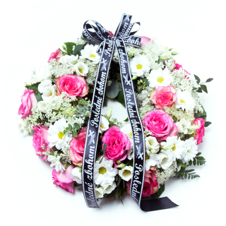 Veniec na poslednú rozlúčku ružové ruže