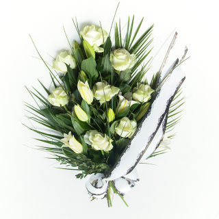 Kytica na poslednú rozlúčku biele ruže + biele ľalie