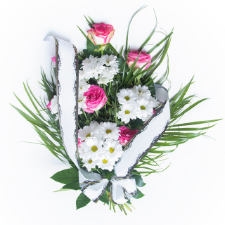 Kytica na poslednú rozlúčku ružové ruže + chryzantény 