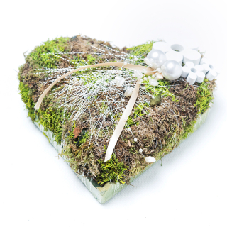 Dušičky - natur machové srdiečko